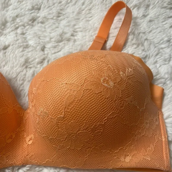 Ashley Stewart Lace Side Smoothing Wireless Bra Papaya 38D - Picture 3 of 16
